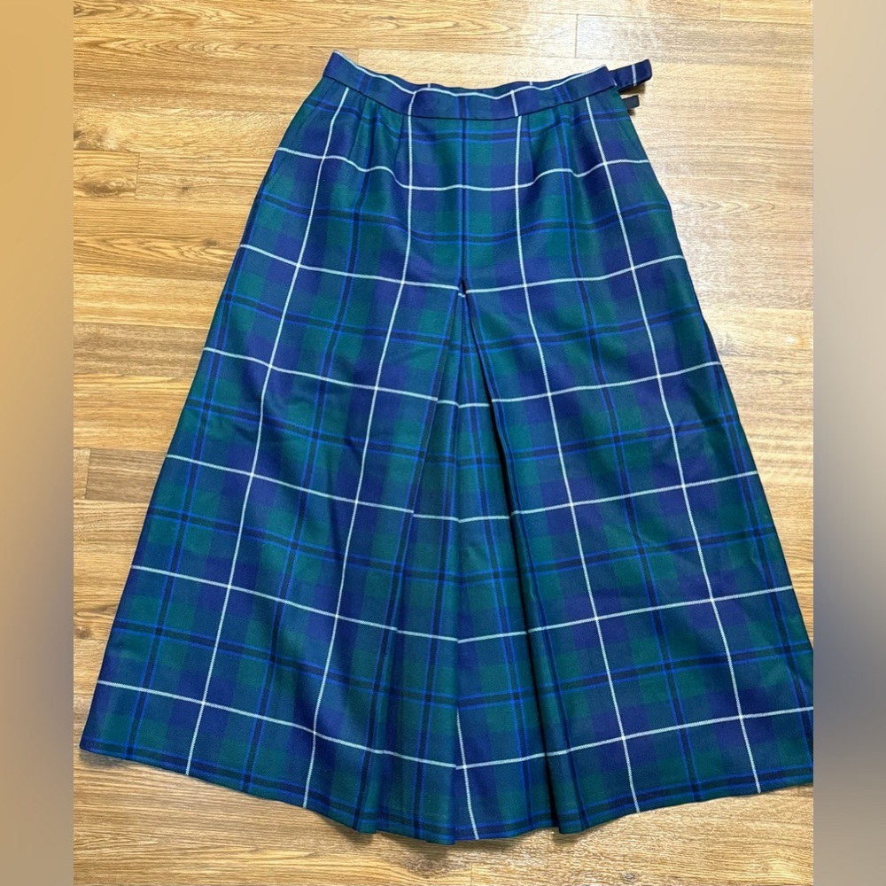 D. Byford tartan plaid Scottish wool culottes skirt pants side zip size 28 waist - Picture 6 of 10